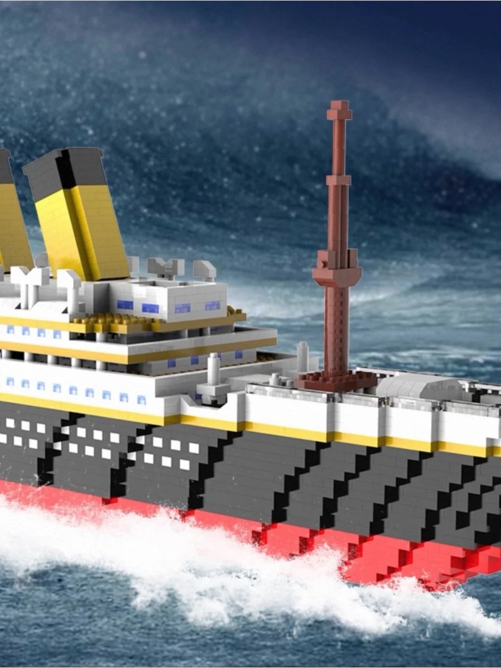 Kids Building Ship Toy Set in Black, White, Yellow & Red